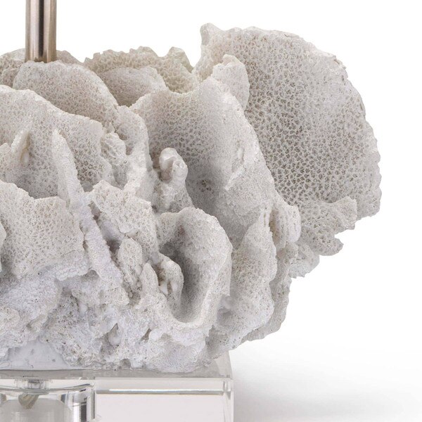 resin coral on white coral table lamp